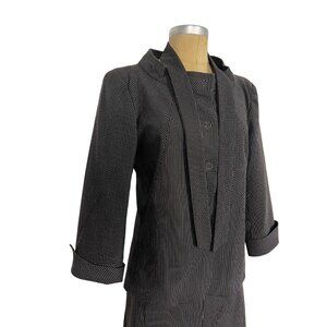 Tom K Nguyen Brown Pinstripe Women's Skirt Suit Jacket